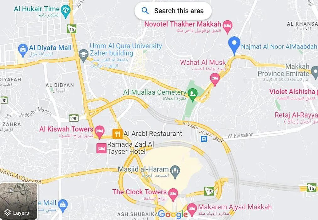 Najmat Alnoor Almaabdah Hotel مكة المملكة العربية السعودية